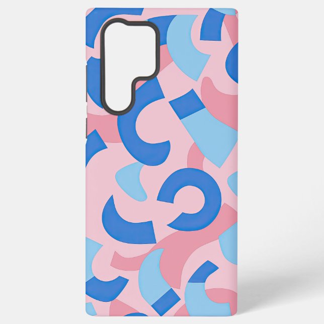Funda Para Samsung Galaxy Patrón de Doodle rosa y azul (Reverso )