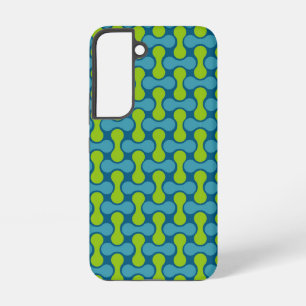 Funda Para Samsung Galaxy S22 Patrón de enlace moderno retro en azul y verde