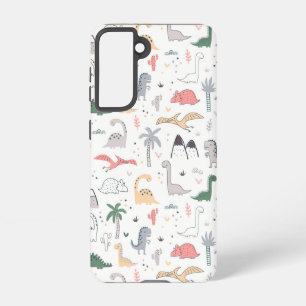 Funda Para Samsung Galaxy S21 Patrón de escena de Dinosaurio Divertido Pastel