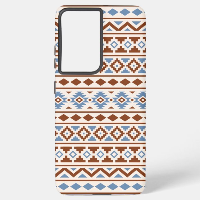 Funda Para Samsung Galaxy Patrón de esencia azteca II Crema azul oxidado (Reverso )