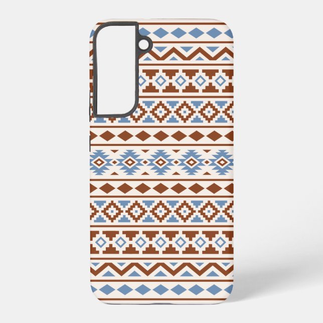 Funda Para Samsung Galaxy Patrón de esencia azteca II Crema azul oxidado (Reverso )