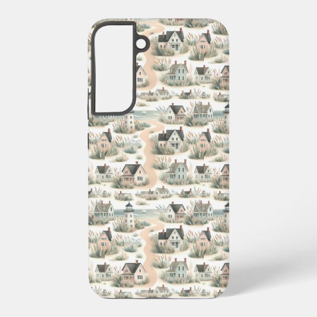 Funda Para Samsung Galaxy Patrón de faro de cabaña costera (Reverso )