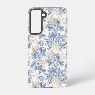 Funda Para Samsung Galaxy S21 Patrón de flor azul de invierno vintage