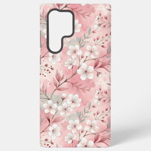 Funda Para Samsung Galaxy S22 Ultra Patrón de Flor de Sakura Rosa 