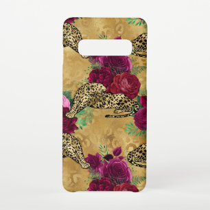 Funda Para Samsung Galaxy S10 Patrón de flor floral Cheetah Leopard Red Rose