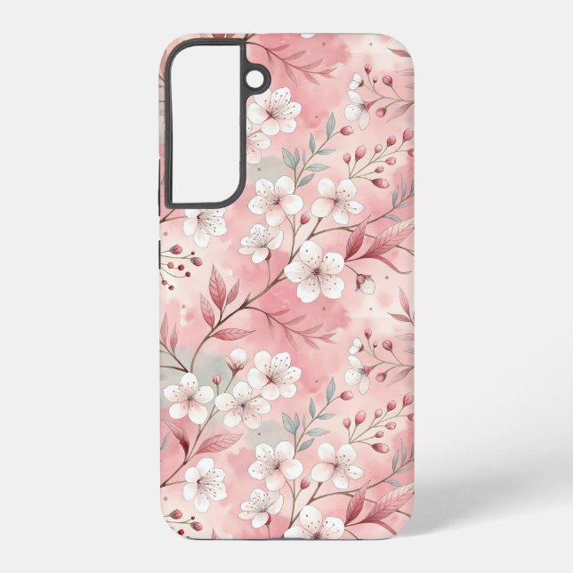 Funda Para Samsung Galaxy Patrón de flor sakura rosado (Reverso )
