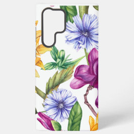 Funda Para Samsung Galaxy S22 Ultra Patrón de flores campestres en negrita - grande