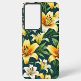 Funda Para Samsung Galaxy S21 Ultra Patrón de flores coloridas de Lily