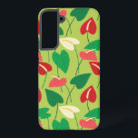 Funda Para Samsung Galaxy S22  Patrón de flores de flamingo coloridas<br><div class="desc">Patrón de flores de flamingo rojas,  verdes y blancas.</div>