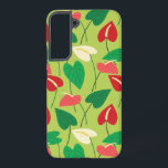 Funda Para Samsung Galaxy S22  Patrón de flores de flamingo coloridas<br><div class="desc">Patrón de flores de flamingo rojas,  verdes y blancas.</div>