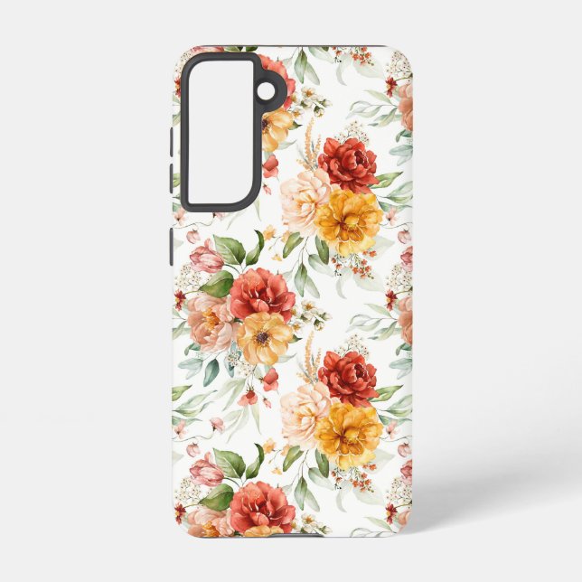 Funda Para Samsung Galaxy Patrón de flores de Peony Rojo (Reverso )