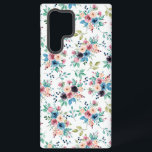 Funda Para Samsung Galaxy S22 Ultra Patrón de flores primaverales coloridas<br><div class="desc">Colores acuáticos de flores primaverales coloridas en un patrón sin fisuras con un fondo transparente.</div>
