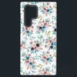Funda Para Samsung Galaxy S22 Ultra Patrón de flores primaverales coloridas<br><div class="desc">Colores acuáticos de flores primaverales coloridas en un patrón sin fisuras con un fondo transparente.</div>