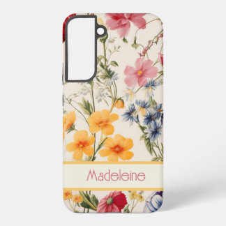 Funda Para Samsung Galaxy S22+ patrón de flores vintage en colores suaves con nom