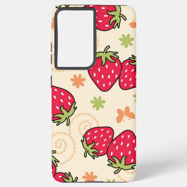 Funda Para Samsung Galaxy Patrón de fresa (Reverso )
