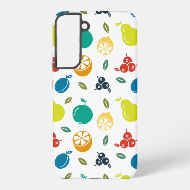 Funda Para Samsung Galaxy Patrón de frutas, ciruela, Naranja, limón, pera, m (Reverso )