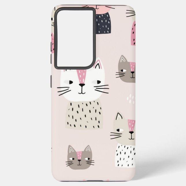 Funda Para Samsung Galaxy Patrón de gato (Reverso )