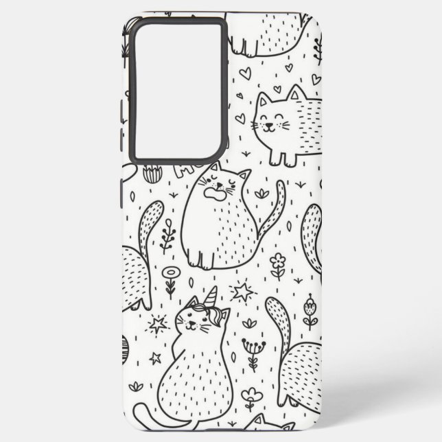 Funda Para Samsung Galaxy Patrón de gato (Reverso )