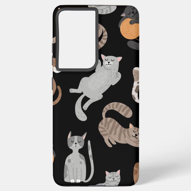 Funda Para Samsung Galaxy Patrón de gato (Reverso )