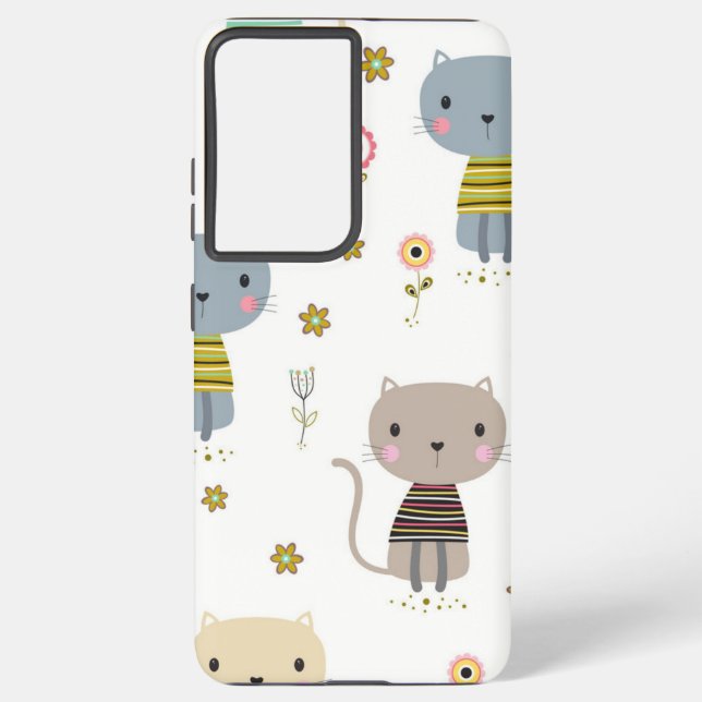 Funda Para Samsung Galaxy Patrón de gato (Reverso )