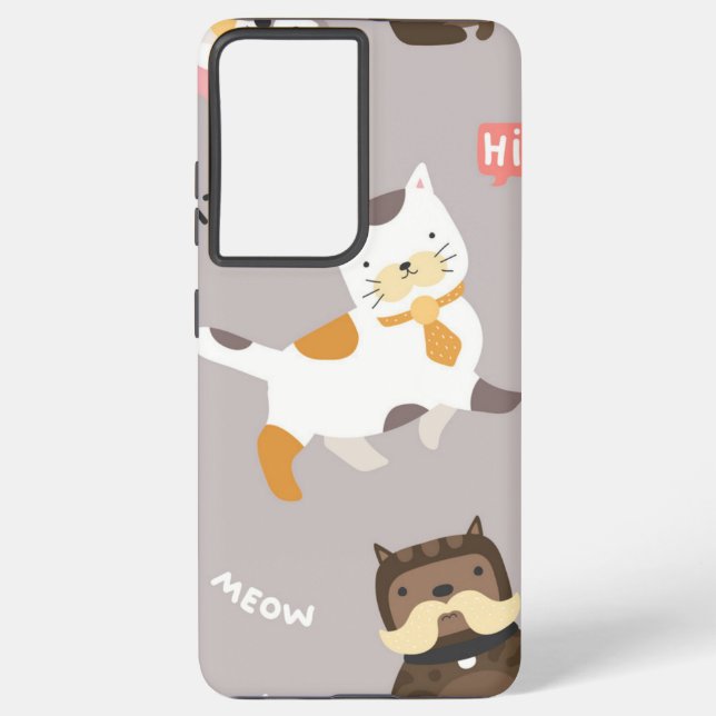 Funda Para Samsung Galaxy Patrón de gato (Reverso )