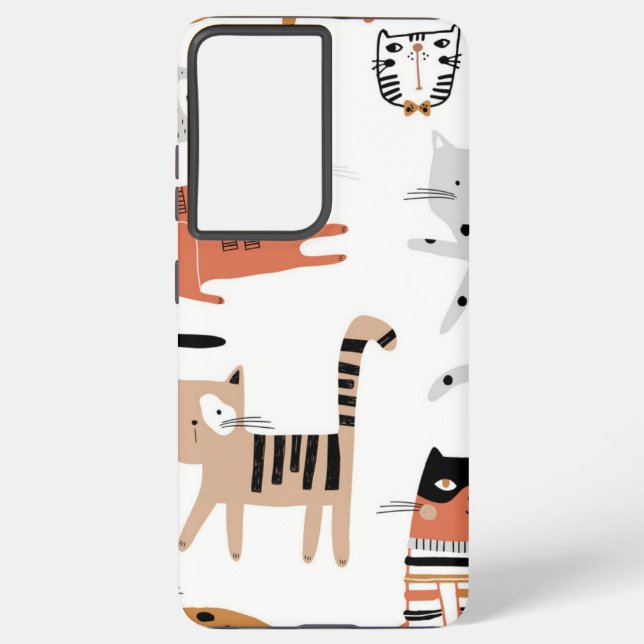 Funda Para Samsung Galaxy Patrón de gato (Reverso )