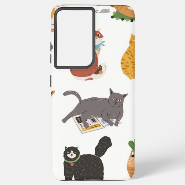 Funda Para Samsung Galaxy Patrón de gato (Reverso )