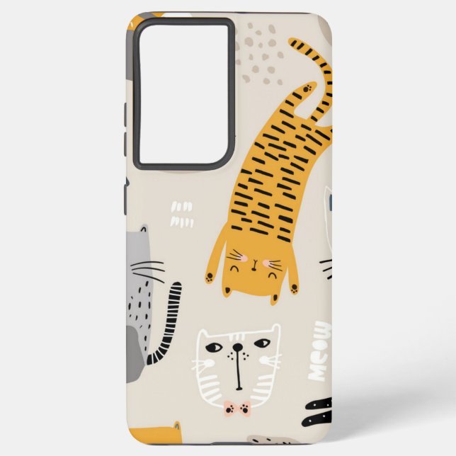 Funda Para Samsung Galaxy Patrón de gato (Reverso )