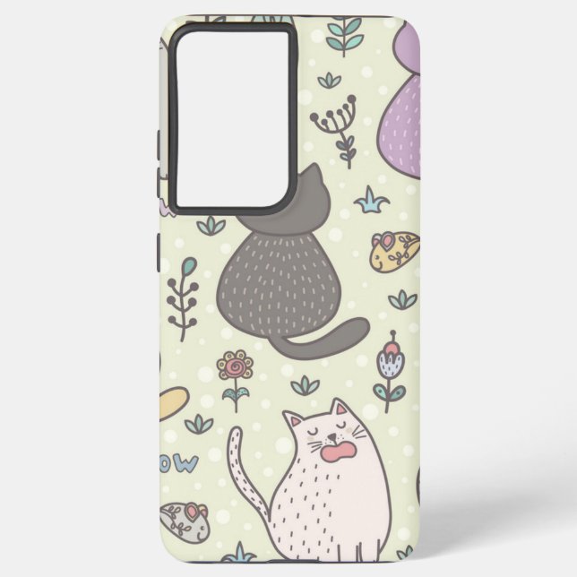 Funda Para Samsung Galaxy Patrón de gato (Reverso )