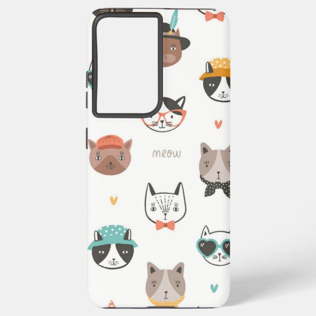 Funda Para Samsung Galaxy Patrón de gato (Reverso )