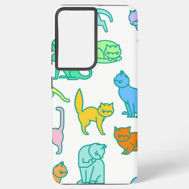 Funda Para Samsung Galaxy Patrón de gato (Reverso )