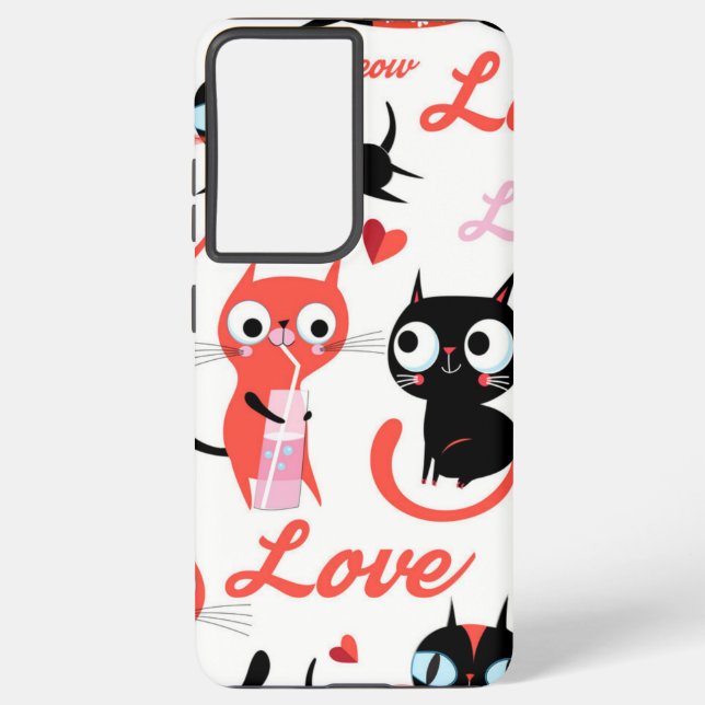 Funda Para Samsung Galaxy Patrón de gato (Reverso )