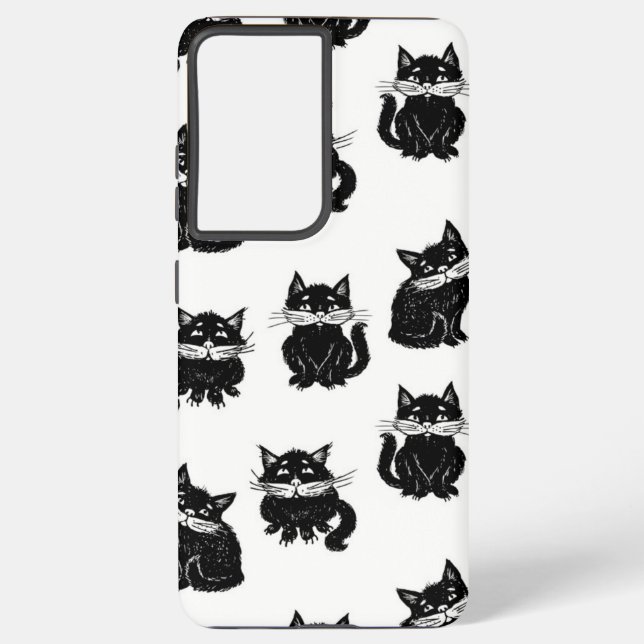 Funda Para Samsung Galaxy Patrón de gato (Reverso )