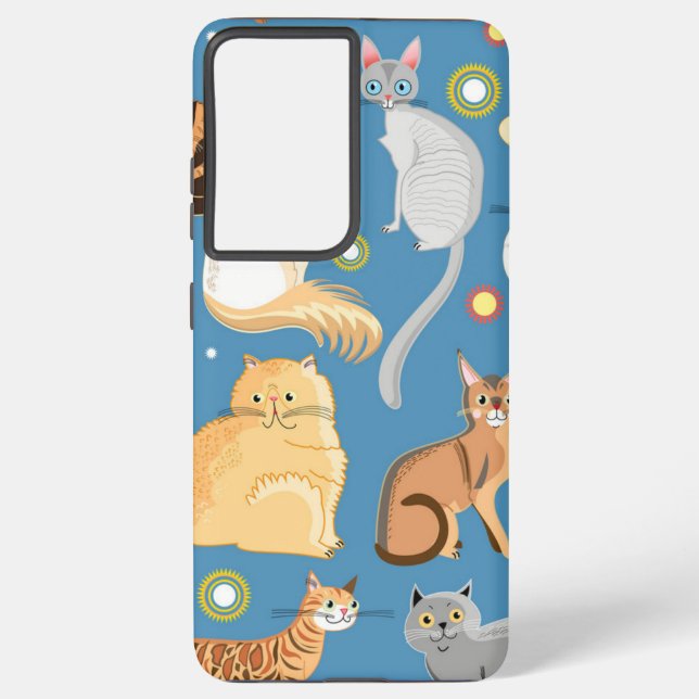 Funda Para Samsung Galaxy Patrón de gato (Reverso )
