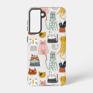 Funda Para Samsung Galaxy S21 Patrón de gato dibujado a mano de perro