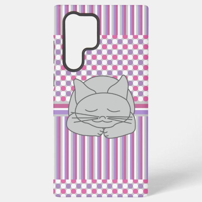 Funda Para Samsung Galaxy Patrón de gato gris durmiente (Reverso )