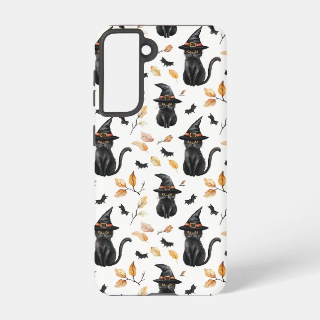 Funda Para Samsung Galaxy Patrón de gato negro de Halloween - Gato picante (Reverso )