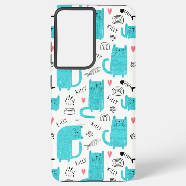 Funda Para Samsung Galaxy Patrón de gato Robin Egg Blue Cute (Reverso )
