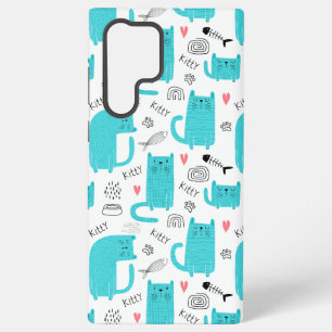Funda Para Samsung Galaxy S22 Ultra Patrón de gato Robin Egg Blue Cute