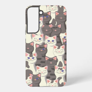 Funda Para Samsung Galaxy S22+ Patrón de gatos blancos y grises