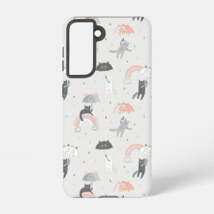 Funda Para Samsung Galaxy S21 Patrón de gatos con lluvia corta