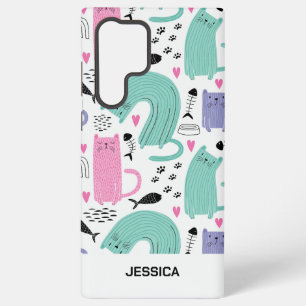 Funda Para Samsung Galaxy S22 Ultra Patrón de gatos lindos