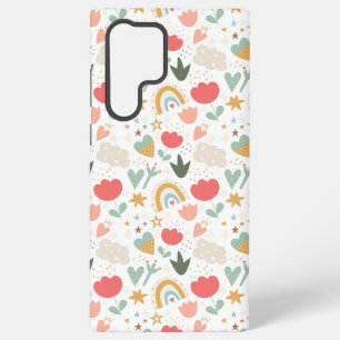 Funda Para Samsung Galaxy S22 Ultra Patrón de guardería caprichoso con nubes y estrell