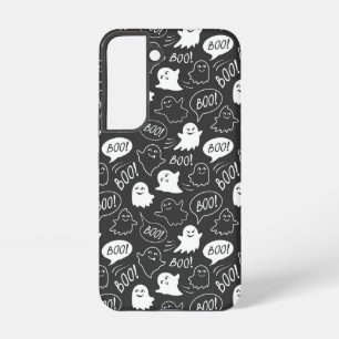 Funda Para Samsung Galaxy S22 Patrón de Halloween de Doodle Cute de B&W