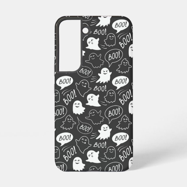 Funda Para Samsung Galaxy Patrón de Halloween de Doodle Cute de B&W (Reverso )