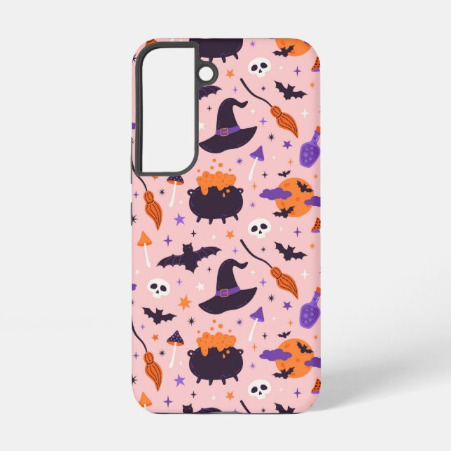 Funda Para Samsung Galaxy Patrón de Halloween púrpura y rosa (Reverso )