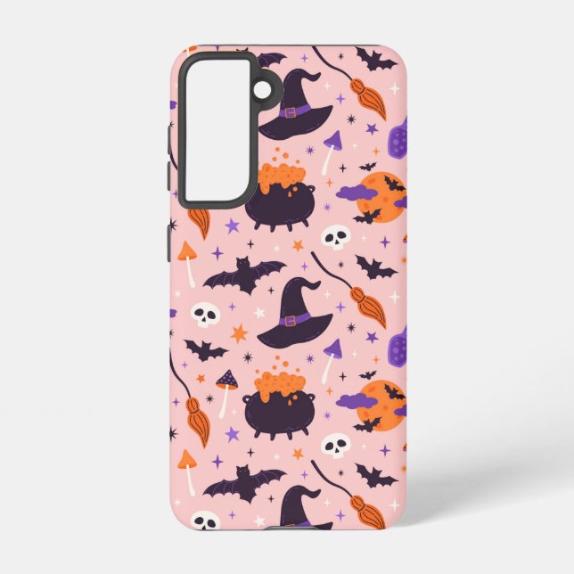 Funda Para Samsung Galaxy Patrón de Halloween púrpura y rosa (Reverso )