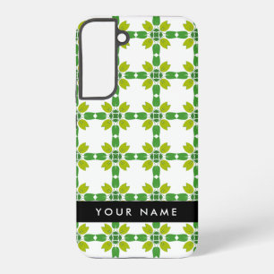 Funda Para Samsung Galaxy S22+ Patrón de Hoja, Hojas Verdes, Tu Nombre