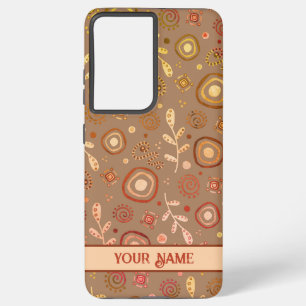 Funda Para Samsung Galaxy S21 Ultra Patrón de hojas modernas Nombre personalizado de m
