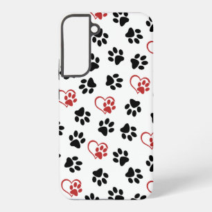 Funda Para Samsung Galaxy S22+ Patrón de huellas, Huellas negras, Huellas rojas, 